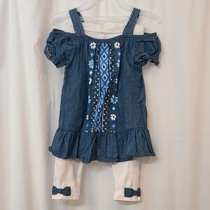 Healthtex Blue Denim Dress with Cream Accents